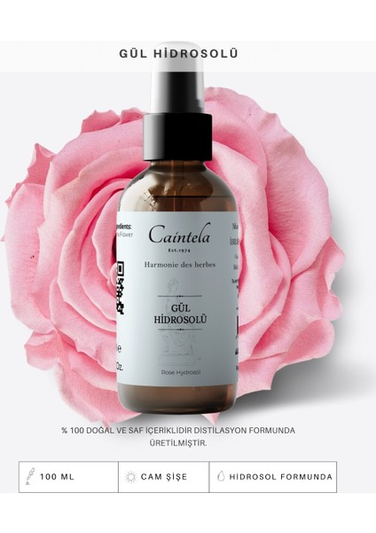 Gül Suyu 100 ml %100 Doğal ve Saf % Cildi Derinlemesine Nemlendirmeye Yardımcı
