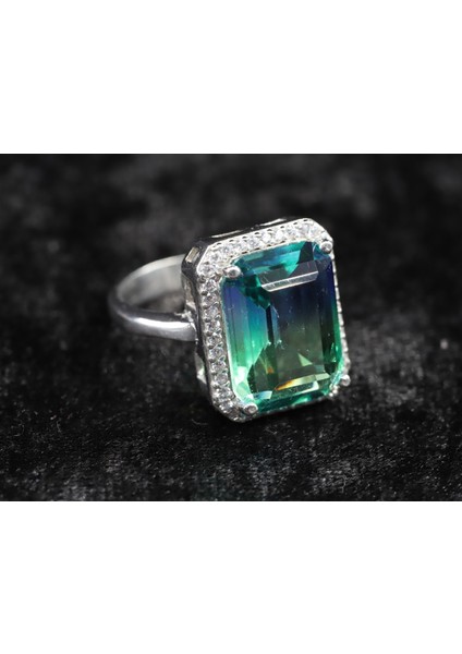 Ametrin Taşlı Çift Renk Zirkon Taşlı Gümüş Yüzük fırsatları