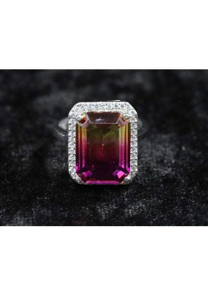 Ametrin Taşlı Çift Renk Zirkon Taşlı Gümüş Yüzük indirimleri