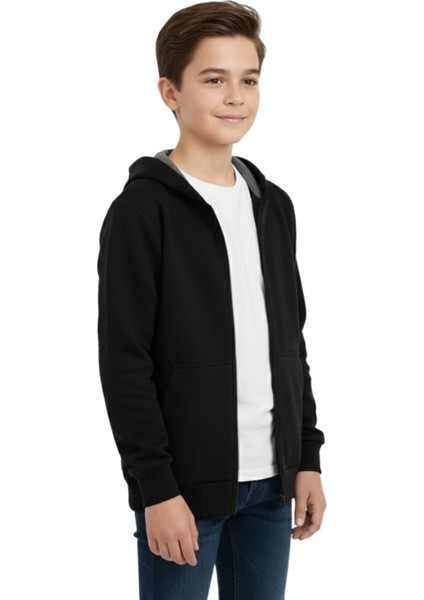 Siyah Fermuarlı Kapüşonlu Cepli Kız Erkek Sweatshirt BGL-ST05001 fiyatları
