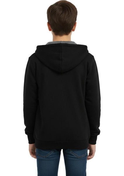Siyah Fermuarlı Kapüşonlu Cepli Kız Erkek Sweatshirt BGL-ST05001 modelleri