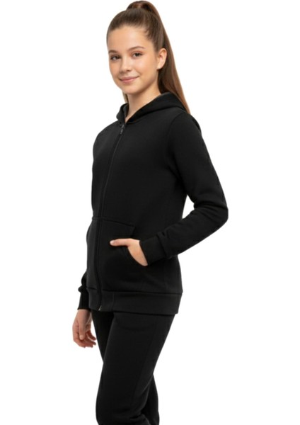 Siyah Fermuarlı Kapüşonlu Cepli Kız Erkek Sweatshirt BGL-ST05001 indirimleri