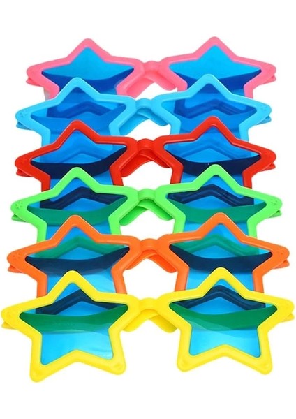 Buğz Büyük Yıldız Parti Gözlüğü Karışık 12 Adet