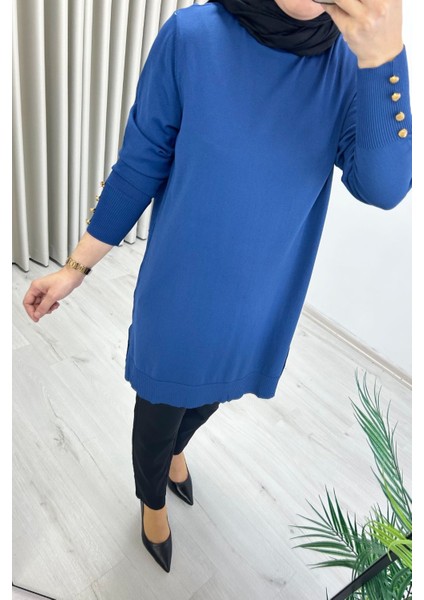 Noshe Soğuk Ip Merserize Kumaş Kol Ucu Gold Düğme Detaylı Kadın Tesettür Tunik fırsatları