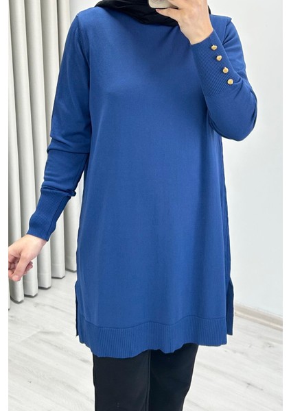 Noshe Soğuk Ip Merserize Kumaş Kol Ucu Gold Düğme Detaylı Kadın Tesettür Tunik indirimleri