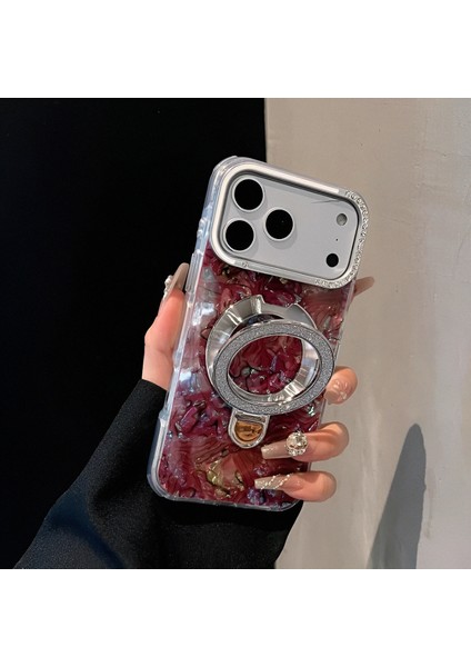 iPhone 17 Promax Magsafe Özellikli Şeffaf Taşlı Mermer Standlı Darbeye Dayanıklı Kılıf modelleri