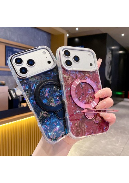 iPhone 17 Promax Magsafe Özellikli Şeffaf Taşlı Mermer Standlı Darbeye Dayanıklı Kılıf fırsatları