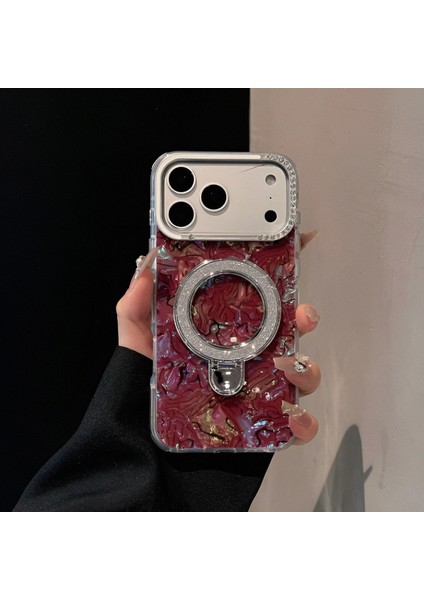 iPhone 17 Promax Magsafe Özellikli Şeffaf Taşlı Mermer Standlı Darbeye Dayanıklı Kılıf indirimleri