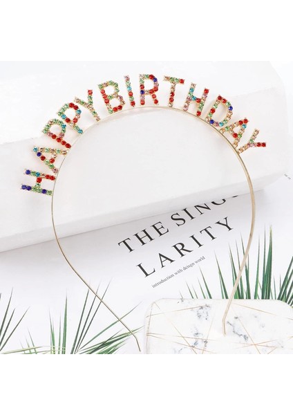 Buğz Rengarenk Kristal Taşlı Ekstra Lüks Gümüş Kaplama Happy Birthday Taç 16X17 cm fiyatları