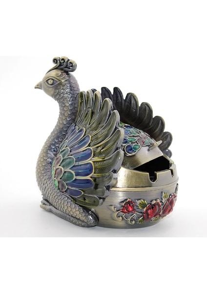 Buğz Metal Tavuskuşu Figürü Küllük ALK1663