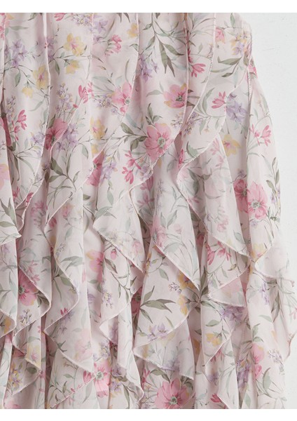 Yeni Sezon Çiçekli Volanlı Kız Çocuk Elbise modelleri