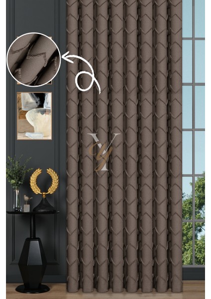 Jakar Kesme Fon Perde Ezgi V-6013 Kahve