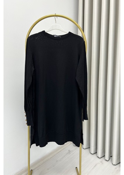 Noshe Soğuk Ip Merserize Kumaş Kol Ucu Gold Düğme Detaylı Kadın Tesettür Tunik indirimleri