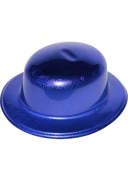 Buğz Mavi Renk Hologramlı Plastik Yuvarlak Melon 27X24 cm