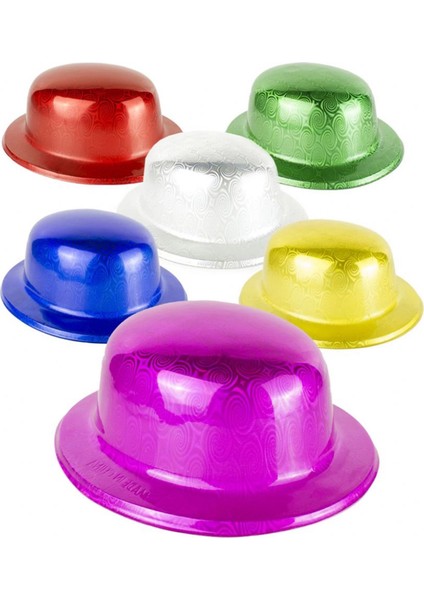 Buğz Mavi Renk Hologramlı Plastik Yuvarlak Melon 27X24 cm fiyatları