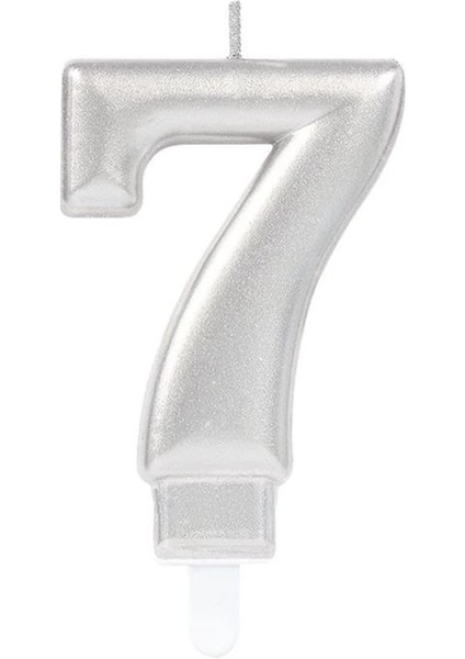 Buğz 7 Rakam Mum Gümüş Renk