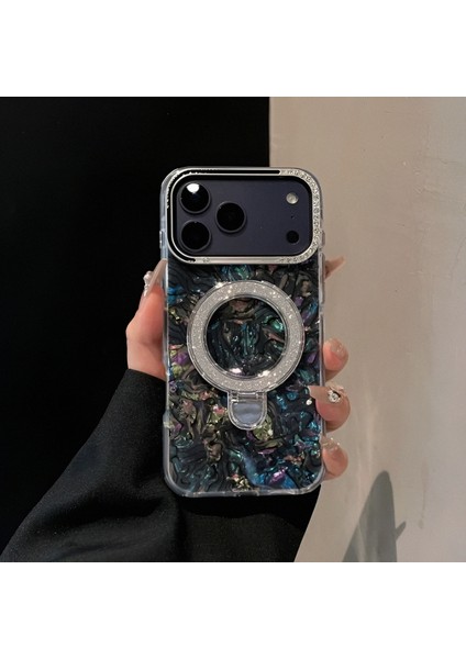 iPhone 17 Promax Magsafe Özellikli Şeffaf Taşlı Mermer Standlı Darbeye Dayanıklı Kılıf indirimleri