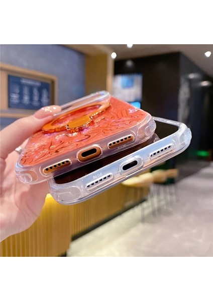 iPhone 17 Promax Magsafe Özellikli Şeffaf Taşlı Mermer Standlı Darbeye Dayanıklı Kılıf