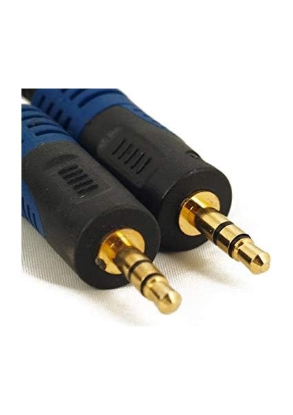 Altın Uçlu Kılıflı Ses Kablosu, Siyah, 5m