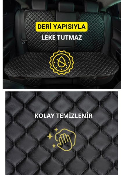 Ergonomik,ortopedik,suni Deri Kapitoneli Lüks Ototurco Oto Koltuk Kılıfı-Minderi (7li Tam Set)Siyah