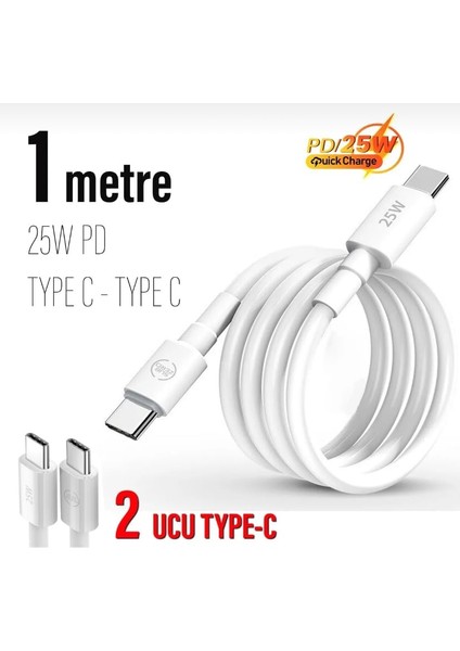 Type C To Type C Şarj Kablosu 30W 1 Metre Uzun Pd Çift Taraflı USB C Hızlı Şarj ve Data Kablosu Beyaz fiyatları
