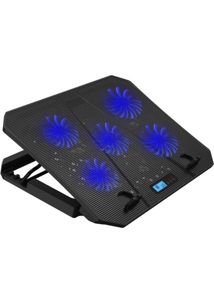 Ventus 5 Fanlı LED Aydınlatmalı Soğutucu Siyah