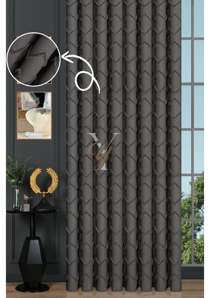 Jakar Kesme Fon Perde Ezgi V-6016 Antrasit