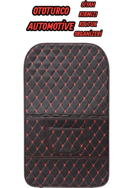 Araç Koltuk Arkası Deri Organizer Sıyah-Kırmızı