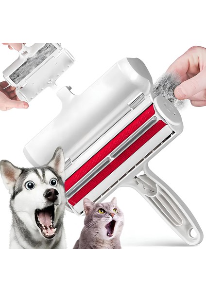 Hazneli Kedi Köpek Tüy Toplayıcı Kırmızı - Halı, Yatak, Koltuk, Giysi, Toz ve Kıl Temizleyici - Pratik ve Dayanıklı