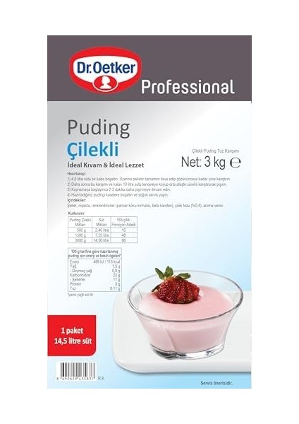 Dr. Oetker Çilekli Puding 3 kg