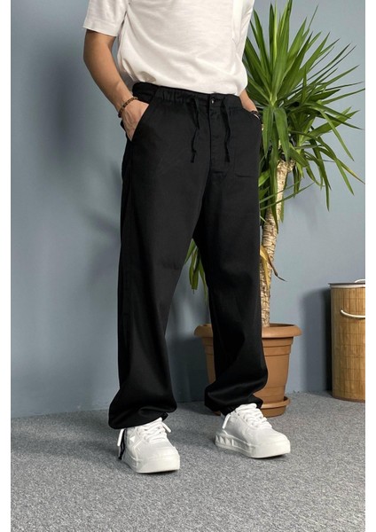 Beli ve Paçası Bağcıklı Siyah Jean - Kot Pantolon fiyatları