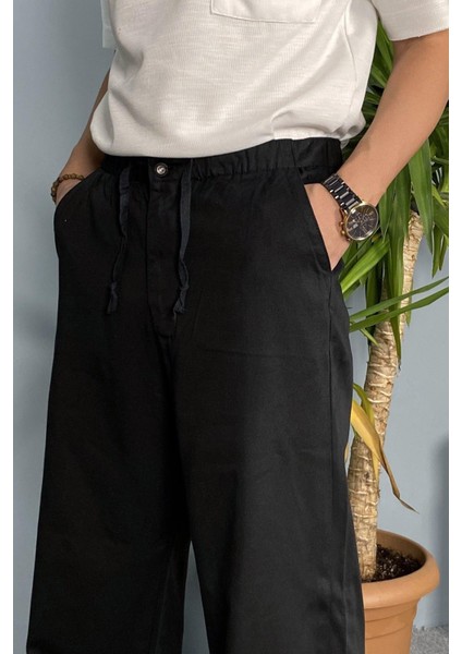 Beli ve Paçası Bağcıklı Siyah Jean - Kot Pantolon fırsatları