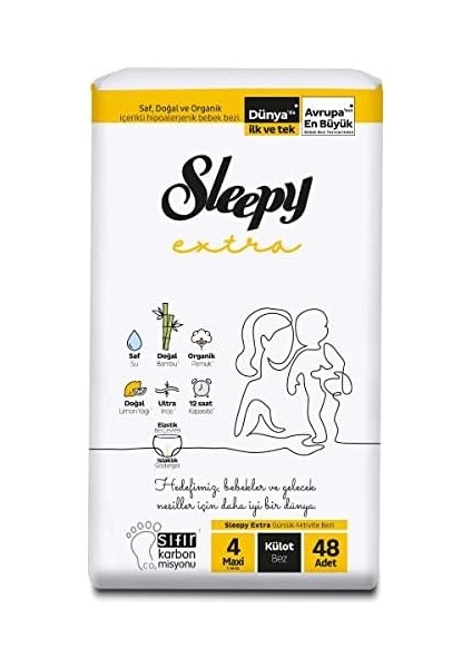 Sleepy Extra Günlük Aktivite Ekonomik Paket Külot Bez 4 Numara Maxi 48 Adet fiyatları