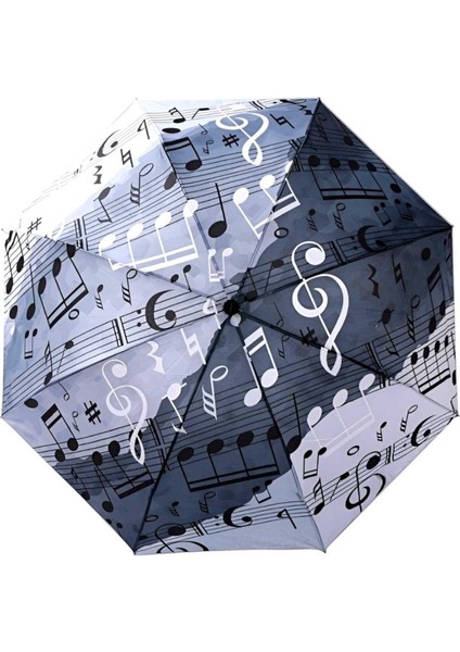 Renkli Müzik Notası Desenli, Dayanıklı Katlanabilir Rüzgar Geçirmez Şemsiye