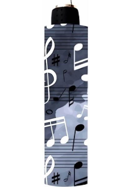 Renkli Müzik Notası Desenli, Dayanıklı Katlanabilir Rüzgar Geçirmez Şemsiye