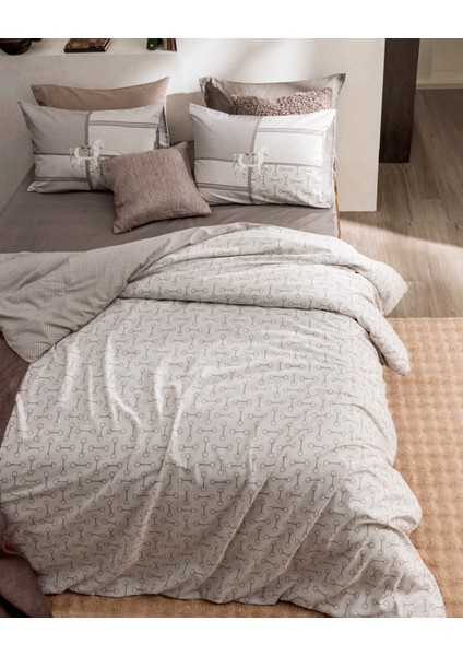 Chandler Tek Kişilik Pamuklu Baskılı Nevresim Takımı - Bej fiyatları