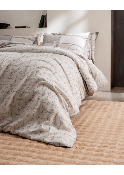 Chandler Tek Kişilik Pamuklu Baskılı Nevresim Takımı - Bej modelleri