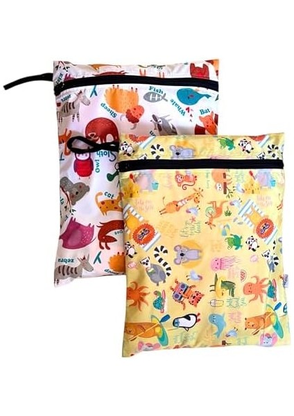 Yorni 2 Adet, 37 x 30 Cm, Summer ve Zoo Desen, Sıvı Geçirmeyen Çok Amaçlı Çanta, Ekonomik Set, Yıkanabilir