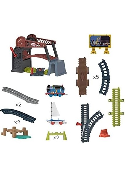 & ve Arkadaşları - ve Skiff Açılır Köprü Tren Seti, Motorlu Lokomotif ve Oyuncak Tekne, 3 Yaş ve Üzeri Okul Öncesi Çağdaki Çocuklar Için HGX65 modelleri