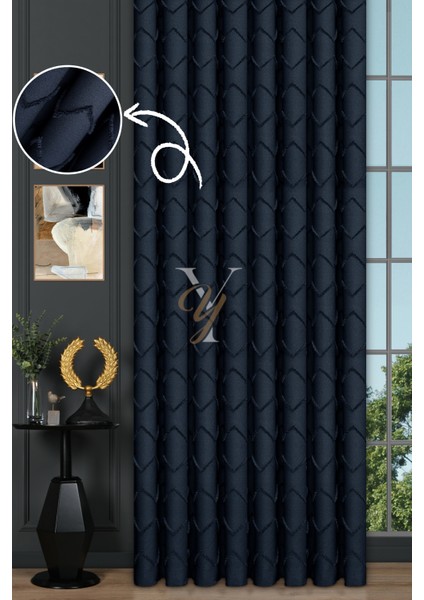 Jakar Kesme Fon Perde Ezgi V-6009 Lacivert