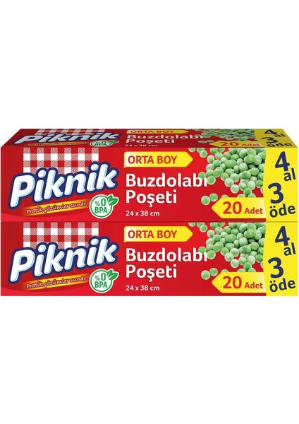 Piknik Buzdolabı Poşeti 4AL3ÖDE Orta 20&apos;li