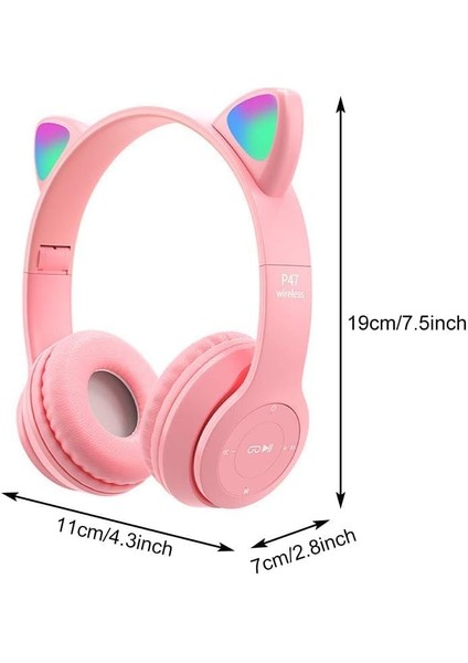 P47 Bluetooth Kulaklık, Mp3 Çalar ve Sd Kart Destekli, Mikrofonlu, Katlanabilir, 10 Saat Pil Ömrü, Pembe modelleri