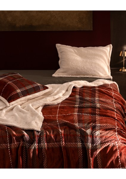 Galon Tek Kişilik Sherpa Yatak Örtüsü - Kırmızı