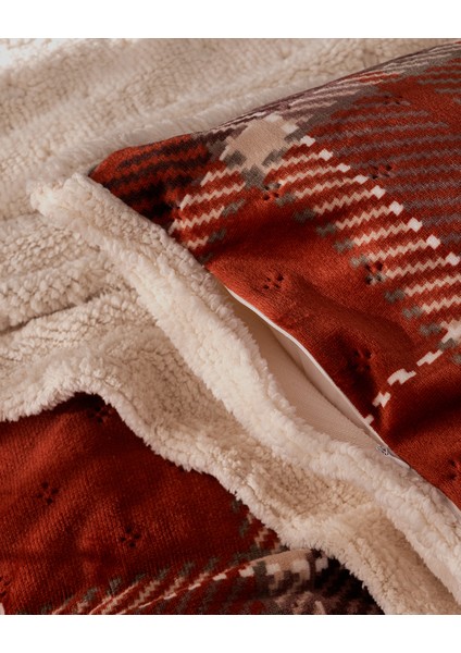 Galon Tek Kişilik Sherpa Yatak Örtüsü - Kırmızı