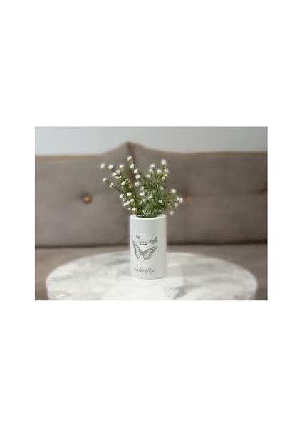 Dahil, Dahil, Çiçek,beyaz Yapay Çiçek, Dekoratif Kelebek Desenli 7X7X16CM fiyatları