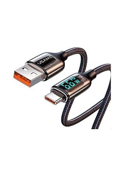 US-SJ544 Dijital Göstergeli,çipli,örgülü,1.2m Pd 66W USB To Type-C Hızlı Şarj ve Data Kablosu modelleri