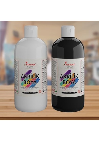 Rose Beyaz, Siyah Akrilik 2&apos;li Set 2X500 gr fiyatları