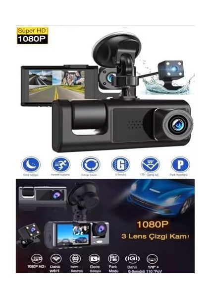 Içi 3 Kameralı Süper Hd 1296P Geri Görüş Ön Kamera Iç Kamera modelleri