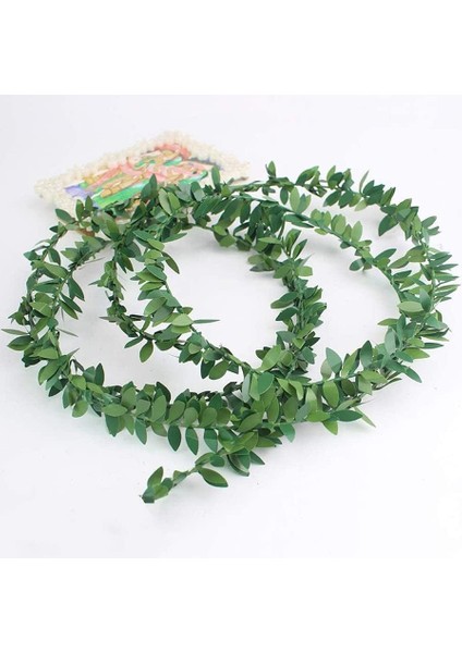 Dekoratif Telli Yaprak Şerit, 2 Metre Yapay Taç Sarmaşık