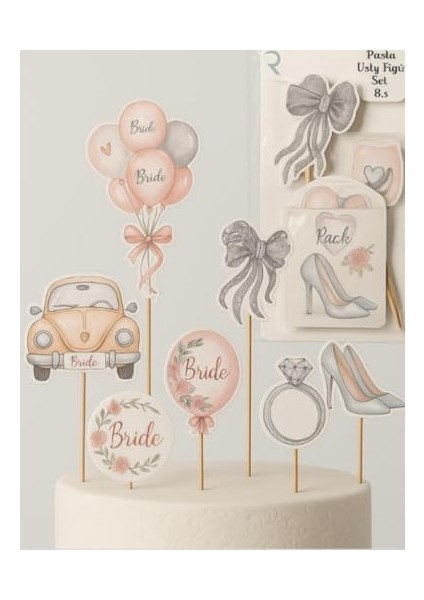 To Be Gümüş Gri Renkli Gelin Pasta Üstü Figür Süs Seti – Düğün ve Nişan Pastaları Için fiyatları